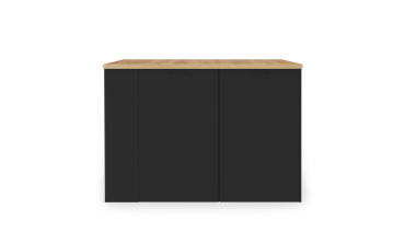 Ilot de cuisine Dario bois et noir avec rangements