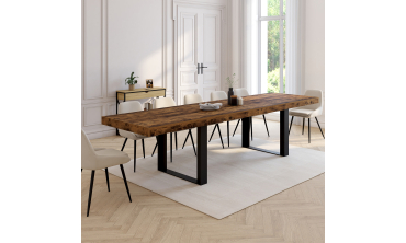 Table à manger extensible Brixton effet bois vieilli 200-300cm