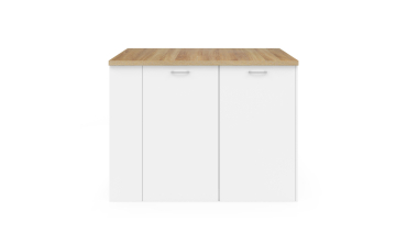 Ilot de cuisine Dario bois et blanc avec rangements
