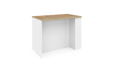 Ilot de cuisine Dario bois et blanc avec rangements