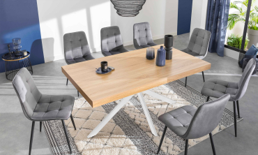 Table à manger Spider bois et blanc 160cm