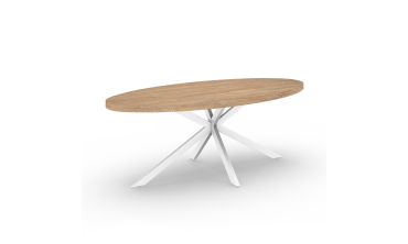 Table à manger ovale Céleste bois et blanc 200cm