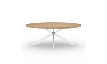 Table à manger ovale Céleste bois et blanc 200cm