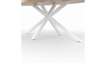 Table à manger ovale Céleste bois et blanc 200cm
