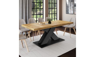 Table à manger extensible Alexia bois et noir 160-200cm
