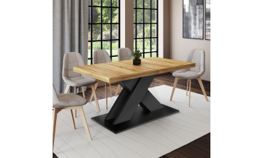 Table à manger extensible Alexia bois et noir 160-200cm
