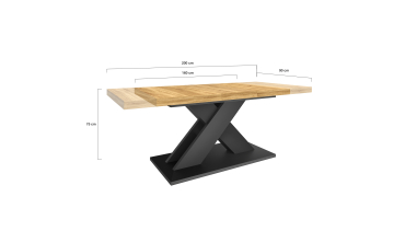 Table à manger extensible Alexia bois et noir 160-200cm
