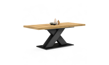 Table à manger extensible Alexia bois et noir 160-200cm