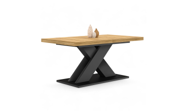 Table à manger extensible Alexia bois et noir 160-200cm