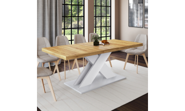 Table à manger extensible Alexia bois et blanc 160-200cm