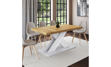 Table à manger extensible Alexia bois et blanc 160-200cm