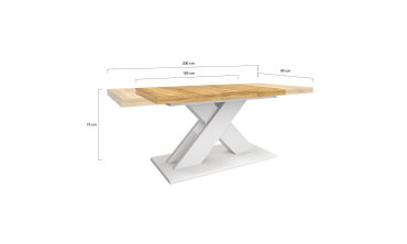 Table à manger extensible Alexia bois et blanc 160-200cm