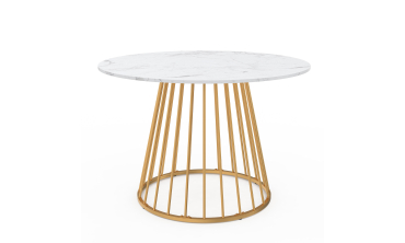 Table à manger ronde Adelle Ø110cm effet marbre et doré