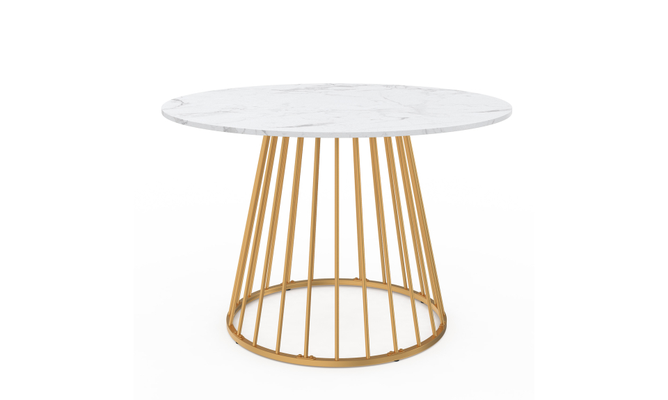Table à manger ronde Adelle Ø110cm effet marbre et doré