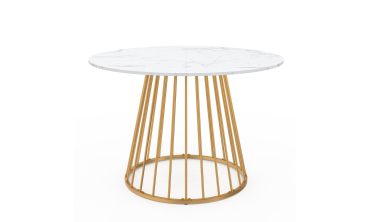 Table à manger ronde Adelle Ø110cm effet marbre et doré