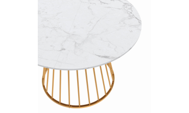 Table à manger ronde Adelle Ø110cm effet marbre et doré
