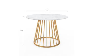 Table à manger ronde Adelle Ø110cm effet marbre et doré