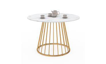 Table à manger ronde Adelle Ø110cm effet marbre et doré