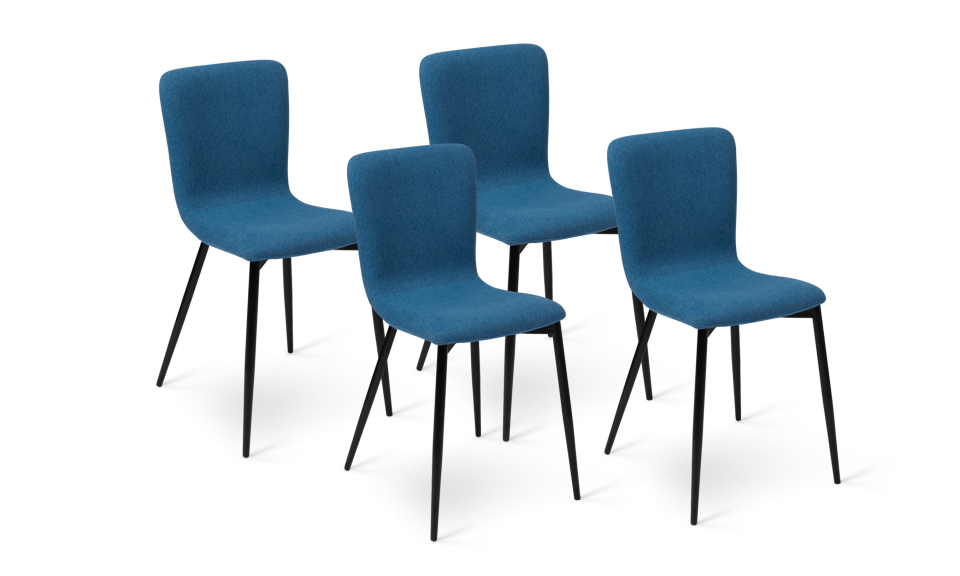 Chaises Margot en velours bleu foncé - Lot de 4