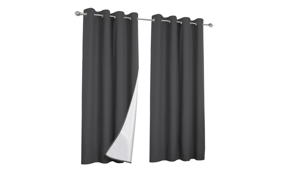 Rideaux thermiques gris 135x240 cm - Lot de 2