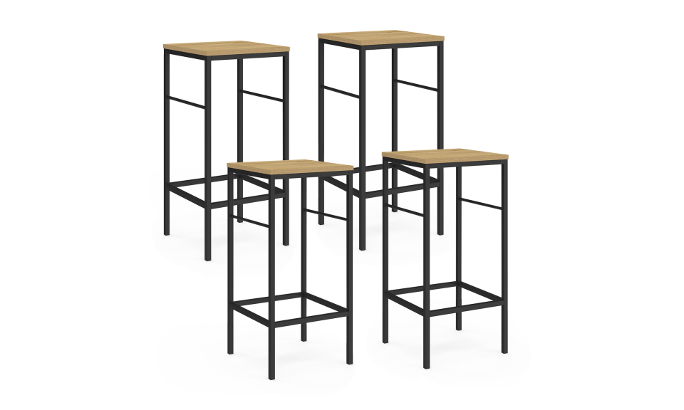 Tabourets de bar Memphis bois pieds métal - lot de 4