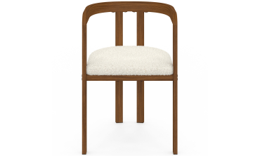 Chaises Elisa bouclette blanche pieds effet noyer - lot de 4