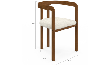 Chaises Elisa bouclette blanche pieds effet noyer - lot de 4