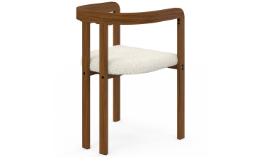 Chaises Elisa bouclette blanche pieds effet noyer - lot de 4