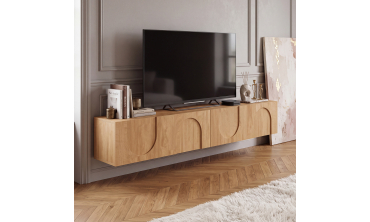 Meuble TV suspendu Arlo effet chêne 180cm
