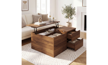 Table basse relevable carrée Caroline effet noyer