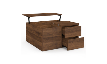 Table basse relevable carrée Caroline effet noyer