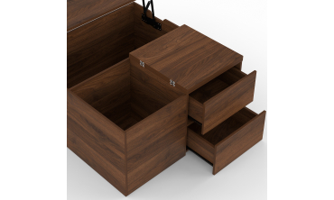 Table basse relevable carrée Caroline effet noyer