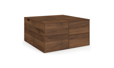 Table basse relevable carrée Caroline effet noyer