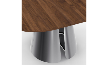 Table à manger ronde extensible Vida effet noyer et chrome Ø110-150cm