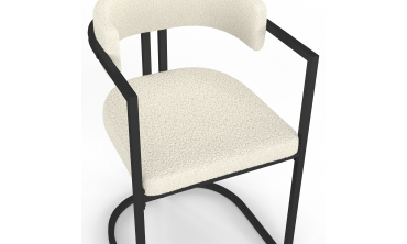 Chaises Rudy bouclette crème pieds métal - lot de 4