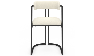 Chaises Rudy bouclette crème pieds métal - lot de 4