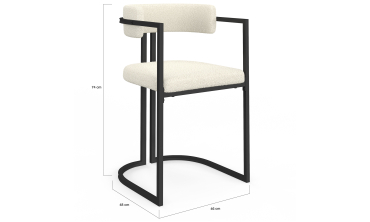 Chaises Rudy bouclette crème pieds métal - lot de 4
