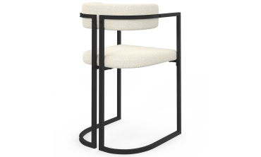 Chaises Rudy bouclette crème pieds métal - lot de 4
