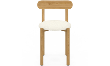 Chaises Kathy bouclette crème pieds effet bois - lot de 6