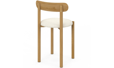 Chaises Kathy bouclette crème pieds effet bois - lot de 6