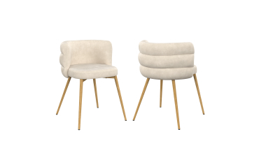 Chaises Brianna velours beige pieds effet bois - lot de 2