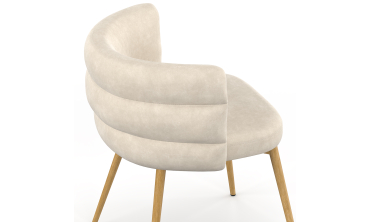 Chaises Brianna velours beige pieds effet bois - lot de 2