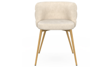Chaises Brianna velours beige pieds effet bois - lot de 2