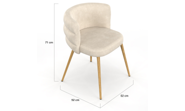 Chaises Brianna velours beige pieds effet bois - lot de 2