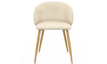 Chaises Léona velours crème pieds effet bois - lot de 6