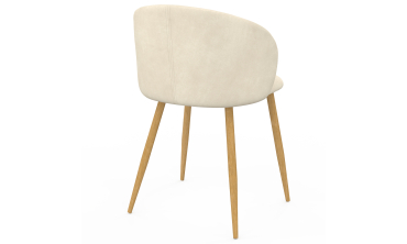 Chaises Léona velours crème pieds effet bois - lot de 6