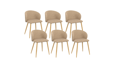 Chaises Léona velours taupe pieds effet bois - lot de 6