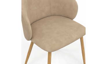 Chaises Léona velours taupe pieds effet bois - lot de 6