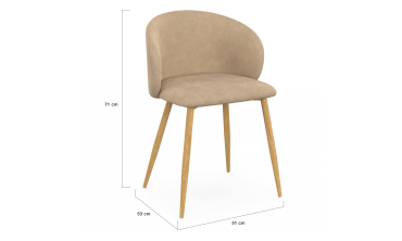 Chaises Léona velours taupe pieds effet bois - lot de 6