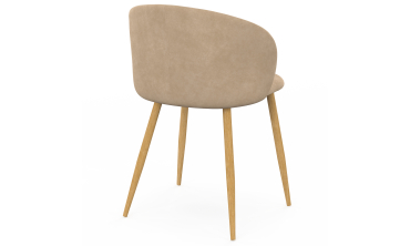 Chaises Léona velours taupe pieds effet bois - lot de 6
